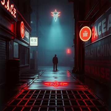 Capa da música Dark, aggressive post-punk with male vocals; cold drum machine groove, distorted